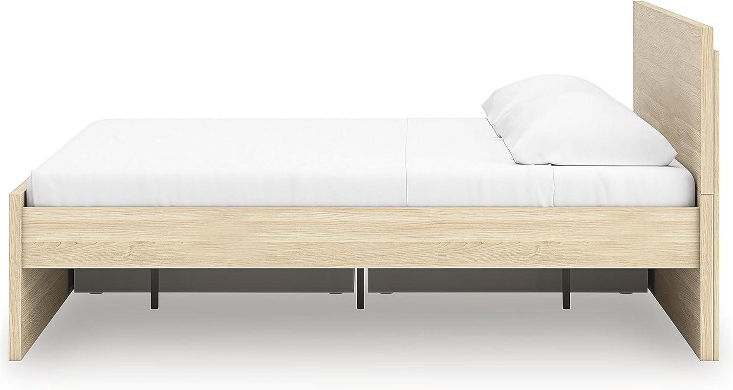 imageSignature Design by Ashley Onita Minimalist Panel Platform Bed with Storage Foundation or Box Spring Not Needed King Beige