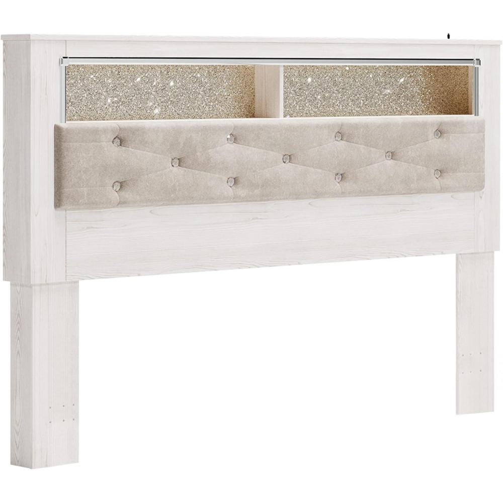 imageSignature Design by Ashley Altyra Modern King Tufted Panel Bookcase Bed Foundation or Box Spring Not Needed WhiteKing Bookcase Headboard Only