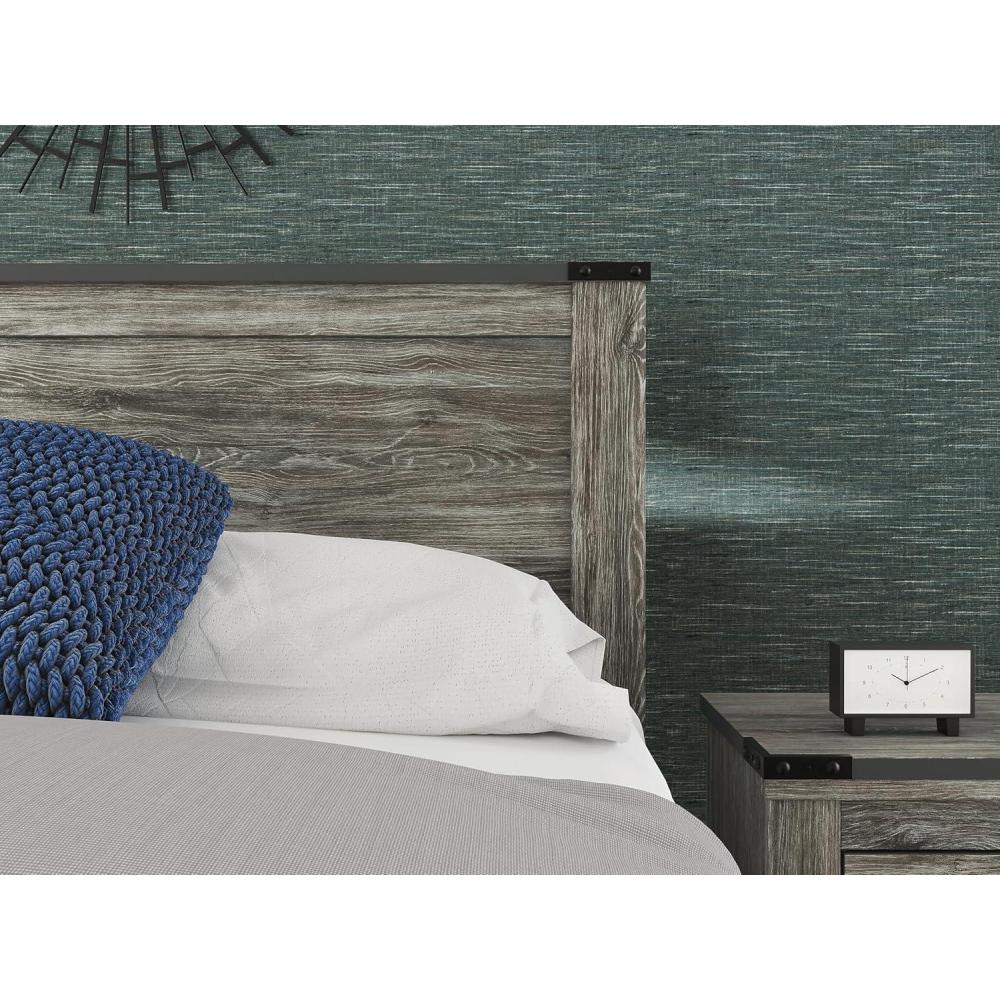 imageSignature Design by Ashley Frandern Rustic Panel Headboard with Nailhead Queen Gray