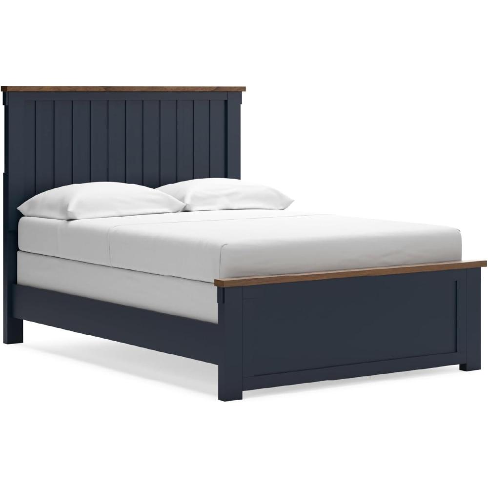 imageSignature Design by Ashley Neymorton Modern Queen Upholstered Panel Bed Foundation or Box Spring Needed Dark BrownFull