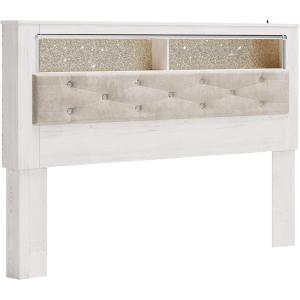 Signature Design by Ashley Altyra Modern King Tufted Panel Bookcase Bed, Foundation or Box Spring Not Needed, White(King Bookcase Headboard Only)