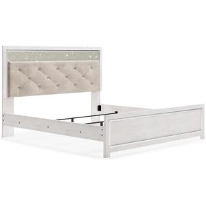 Signature Design by Ashley Altyra Modern King Tufted Panel Bookcase Bed, Foundation or Box Spring Not Needed, White(King Panel Bed)