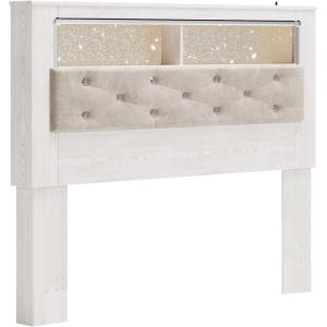 Signature Design by Ashley Altyra Modern King Tufted Panel Bookcase Bed, Foundation or Box Spring Not Needed, White(Queen Bookcase Headboard Only)