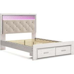 Signature Design by Ashley Altyra Modern King Tufted Panel Bookcase Bed, Foundation or Box Spring Not Needed, White(Queen Storage Bed)