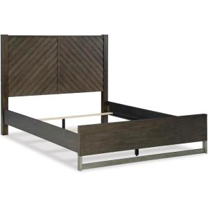Signature Design by Ashley Arkenton Contemporary King Panel Bed with Dual USB Charging Ports, Foundation or Box Spring Needed, Dark Brown(Queen Panel Bed)