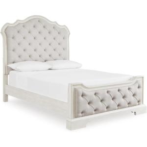 Signature Design by Ashley Arlendyne French Country Tufted Queen Upholstered Bed, Foundation or Box Spring Needed, White(Queen Upholstered Bed)