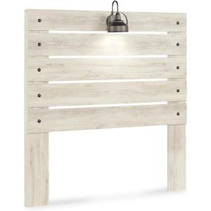Signature Design by Ashley Cambeck Farmhouse Queen Panel Bed with 2 Storage Drawers, Sconce Lights and USB Ports, Foundation or Box Spring Needed, Whitewash(Full)