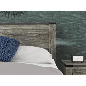 Signature Design by Ashley Frandern Rustic Panel Headboard with Nailhead, Queen, Gray