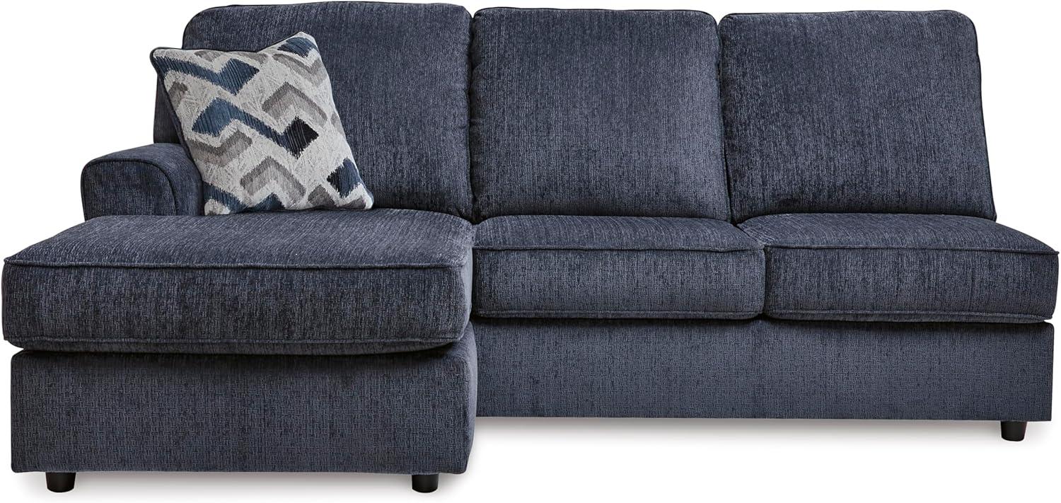 imageSignature Design by Ashley Albar Place Contemporary UShaped 2Piece Sectional with Loose Seat Cushions and 2 Accent Pillows BlueRight Hand