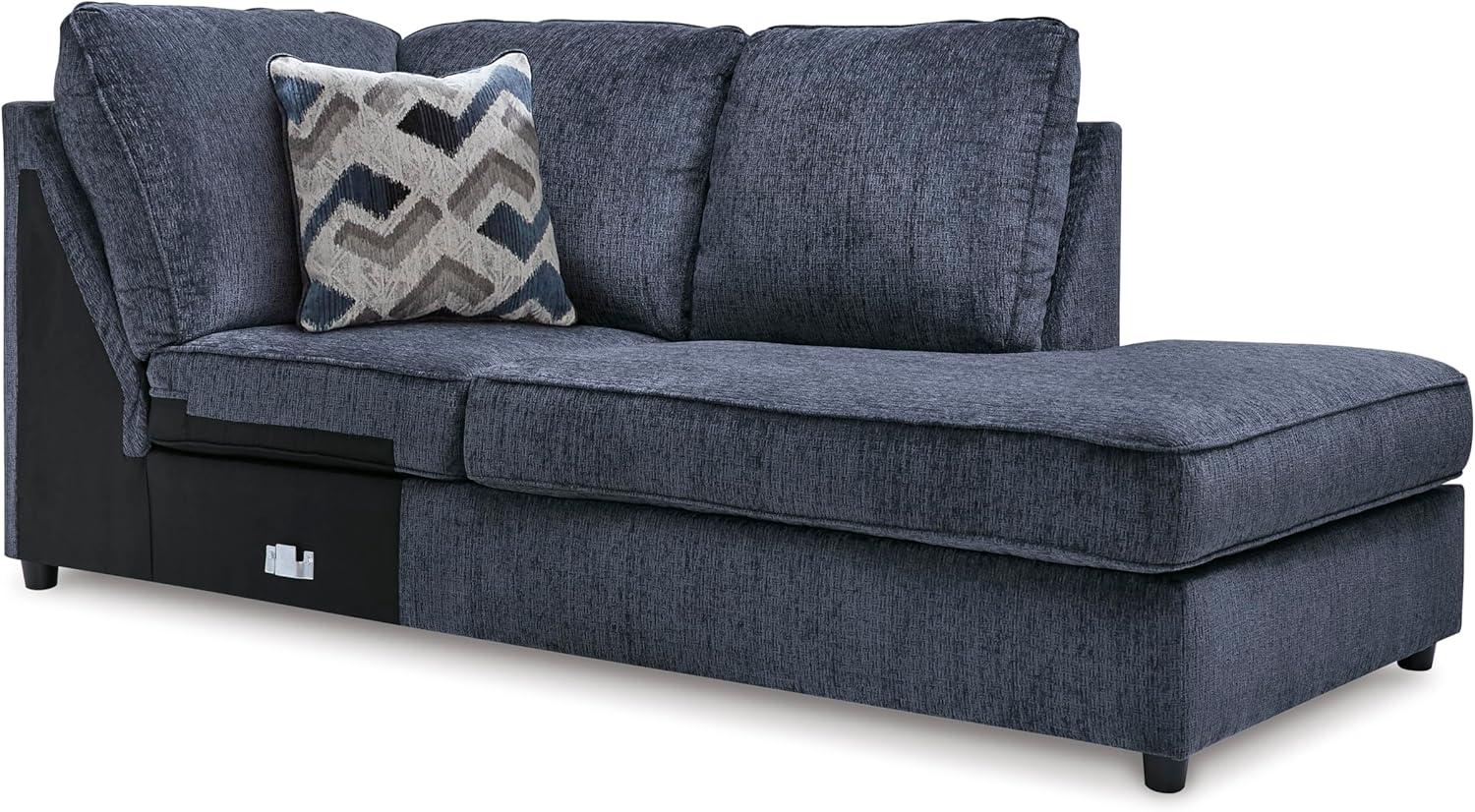 imageSignature Design by Ashley Albar Place Contemporary UShaped 2Piece Sectional with Loose Seat Cushions and 2 Accent Pillows BlueRight Hand
