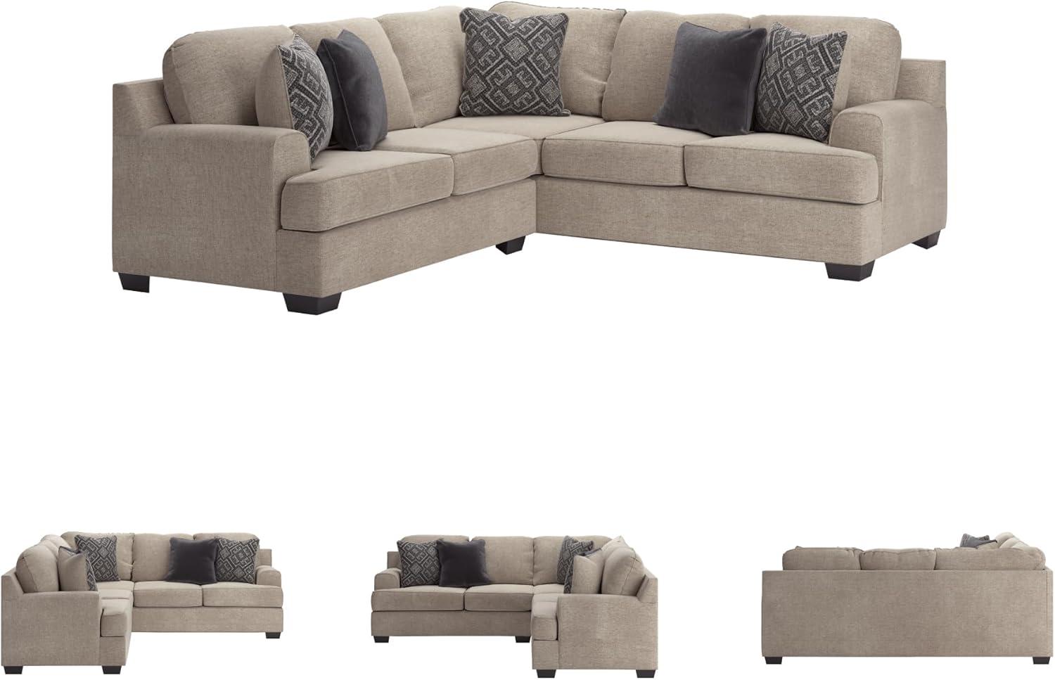 imageSignature Design by Ashley Bovarian Casual LShaped Anti Sag 3Piece Sectional with Loose Seat Cushions and 5 Accent Pillows Gray2 Piece Sectional