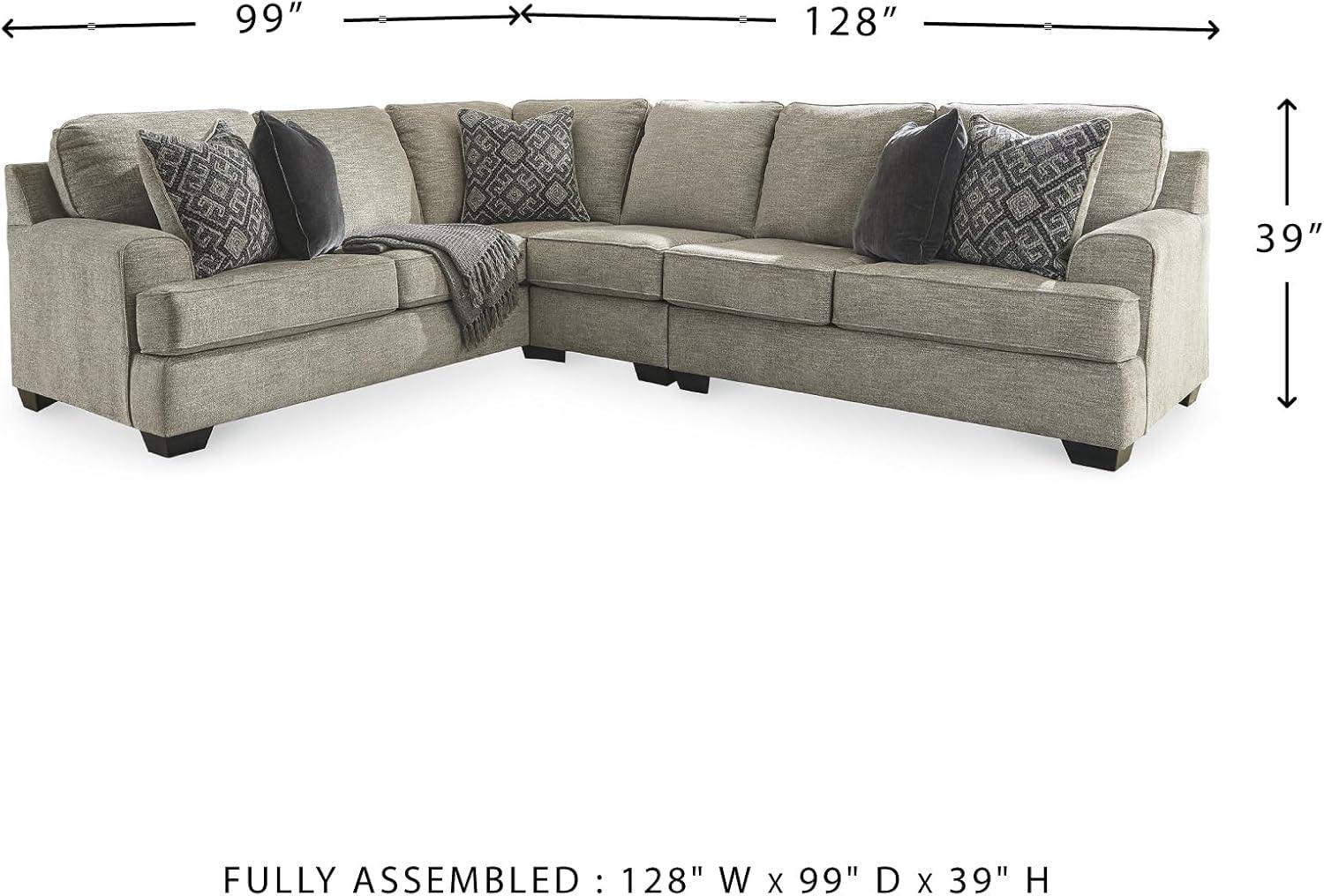 imageSignature Design by Ashley Bovarian Casual LShaped Anti Sag 3Piece Sectional with Loose Seat Cushions and 5 Accent Pillows Gray3Piece Sectional