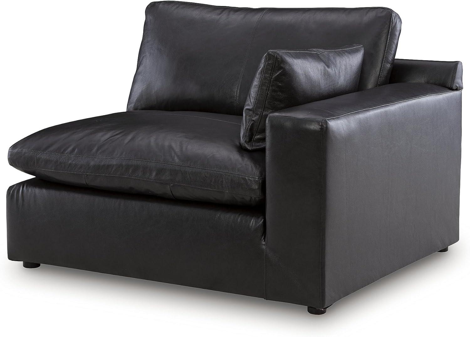 imageSignature Design by Ashley Emilia Modern Modular Leather Match 5Piece Sectional with Loose Back Cushions and 2 Bolster Pillows Light BrownBlack