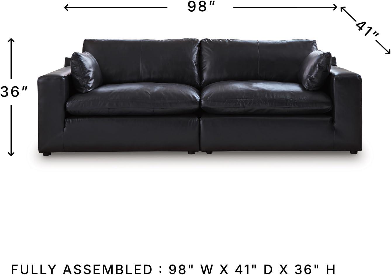 imageSignature Design by Ashley Emilia Modern Modular Leather Match 5Piece Sectional with Loose Back Cushions and 2 Bolster Pillows Light BrownBlack