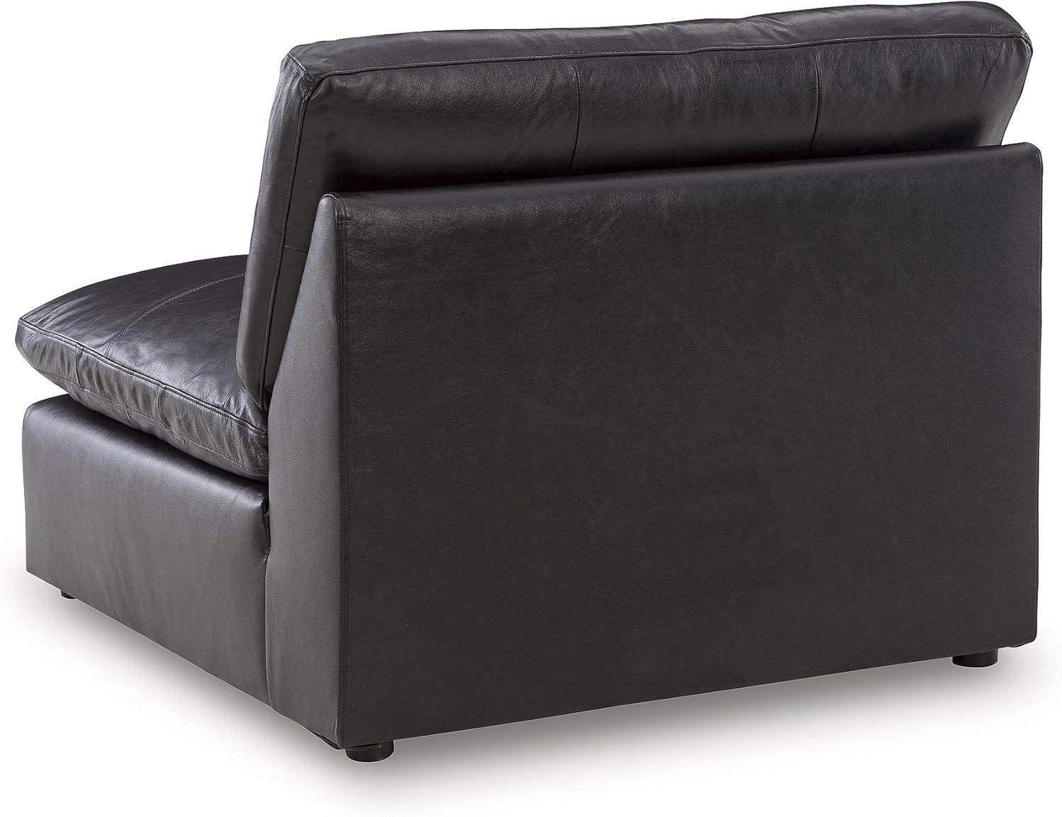 imageSignature Design by Ashley Emilia Modern Modular Leather Match 5Piece Sectional with Loose Back Cushions and 2 Bolster Pillows Light BrownBlack