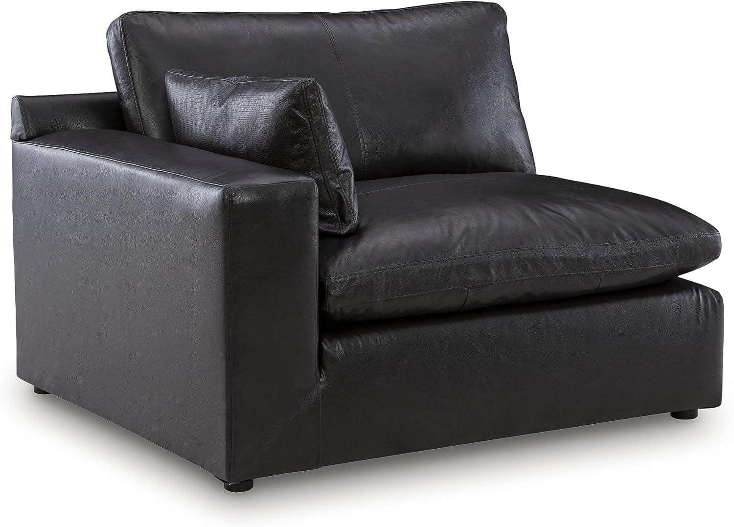 imageSignature Design by Ashley Emilia Modern Modular Leather Match 5Piece Sectional with Loose Back Cushions and 2 Bolster Pillows Light BrownBlack