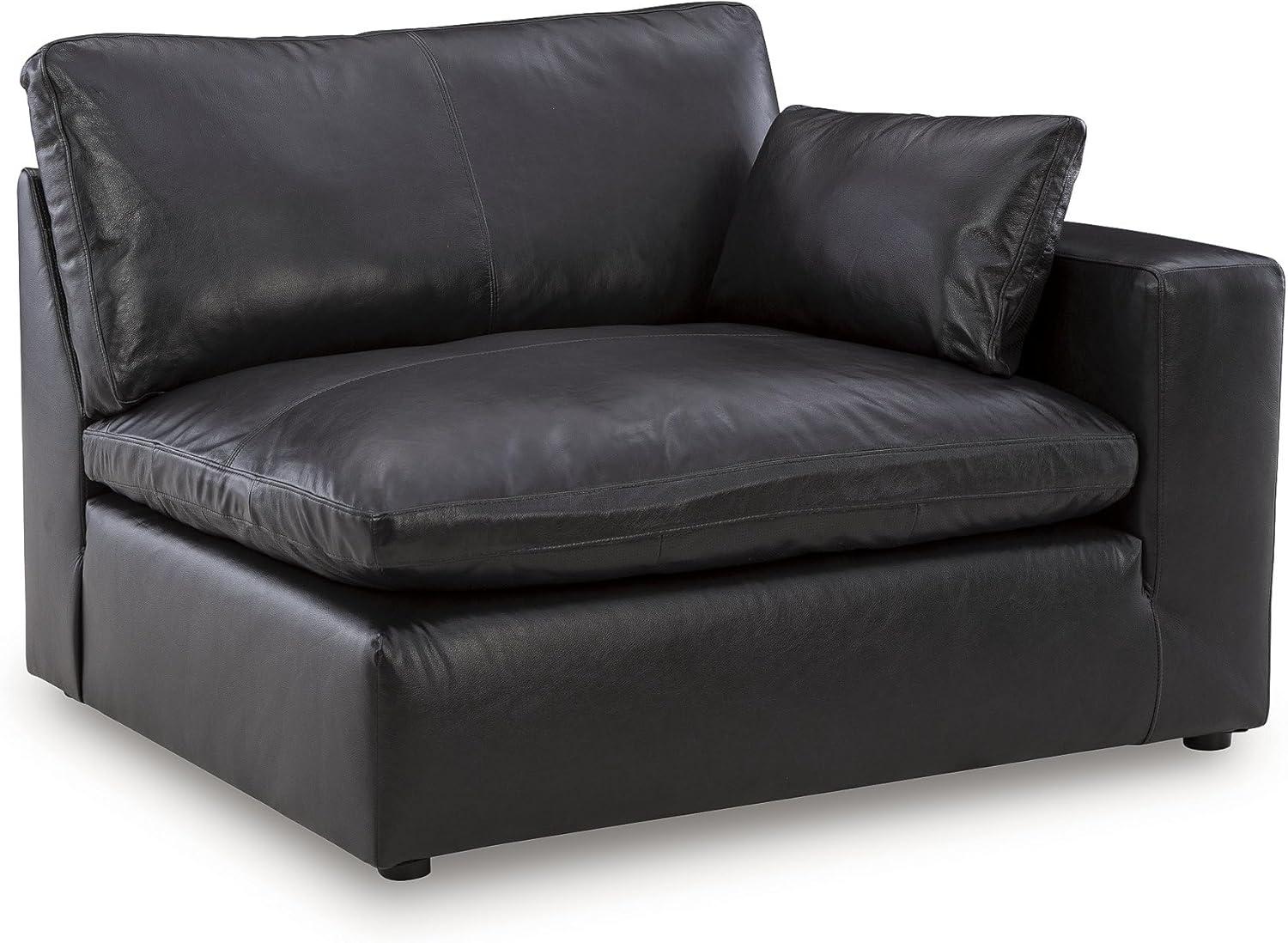 imageSignature Design by Ashley Emilia Modern Modular Leather Match 5Piece Sectional with Loose Back Cushions and 2 Bolster Pillows Light BrownBlack