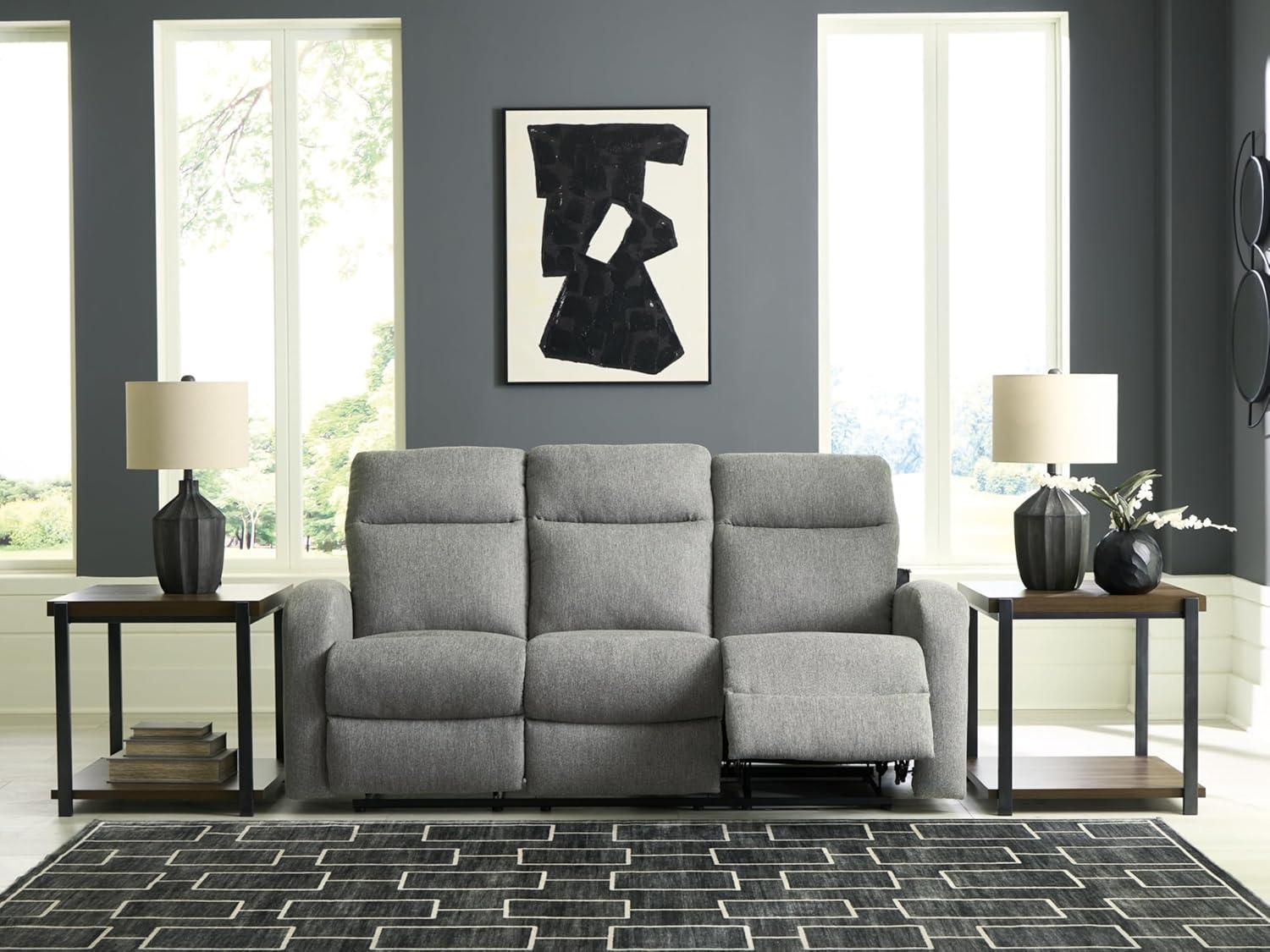 imageSignature Design by Ashley Frohn Modern Manual Reclining Sofa Dark BrownSterling