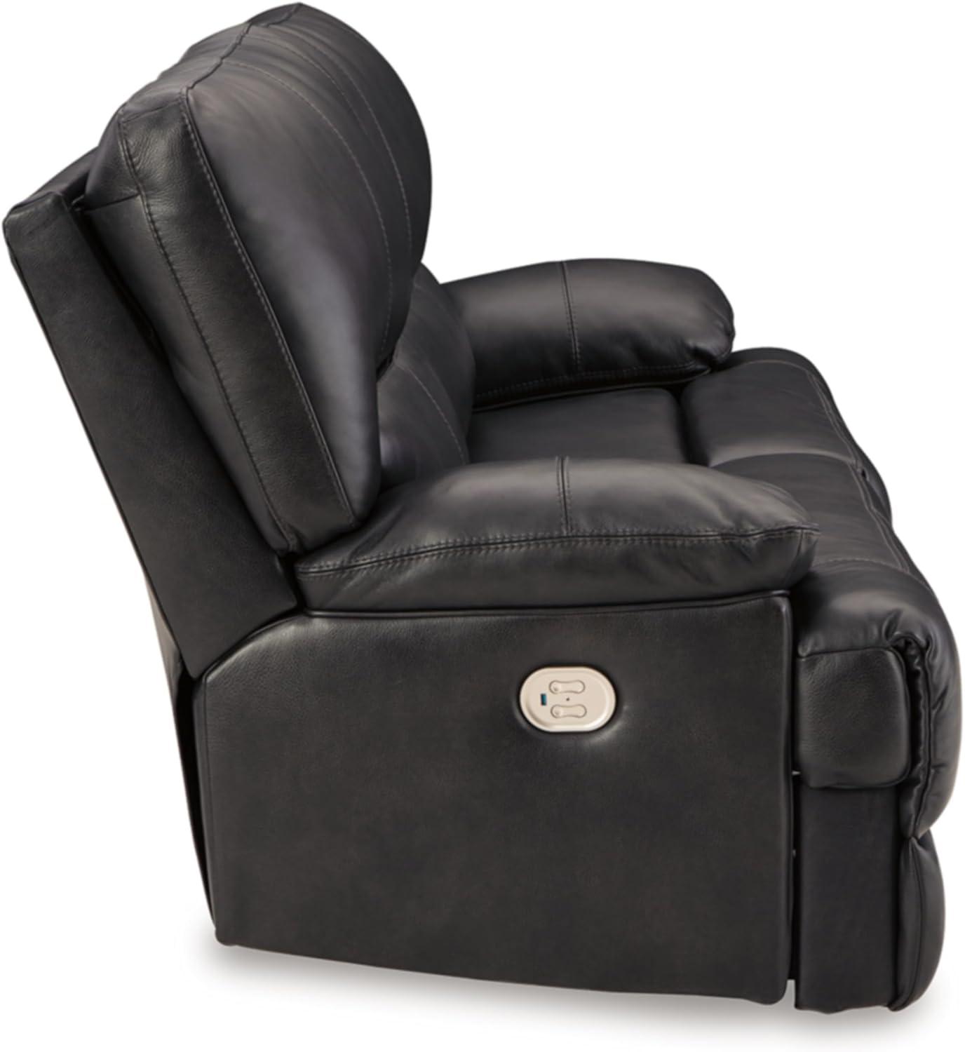 imageSignature Design by Ashley Mountainous Modern Leather Match Wall Hugger Power Reclining Sofa with Adjustable Headrest and USB Ports Black