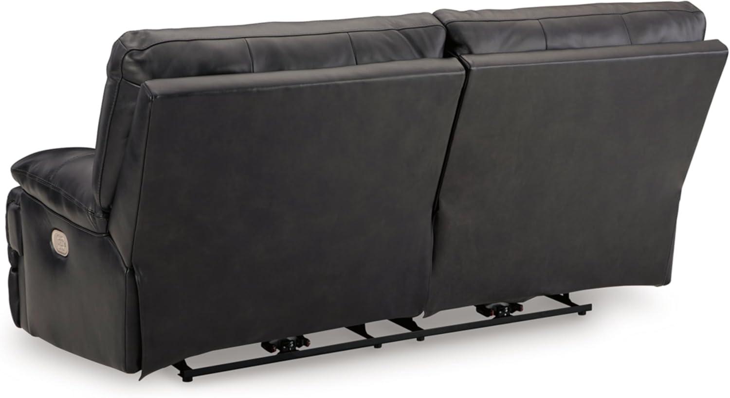 imageSignature Design by Ashley Mountainous Modern Leather Match Wall Hugger Power Reclining Sofa with Adjustable Headrest and USB Ports Black