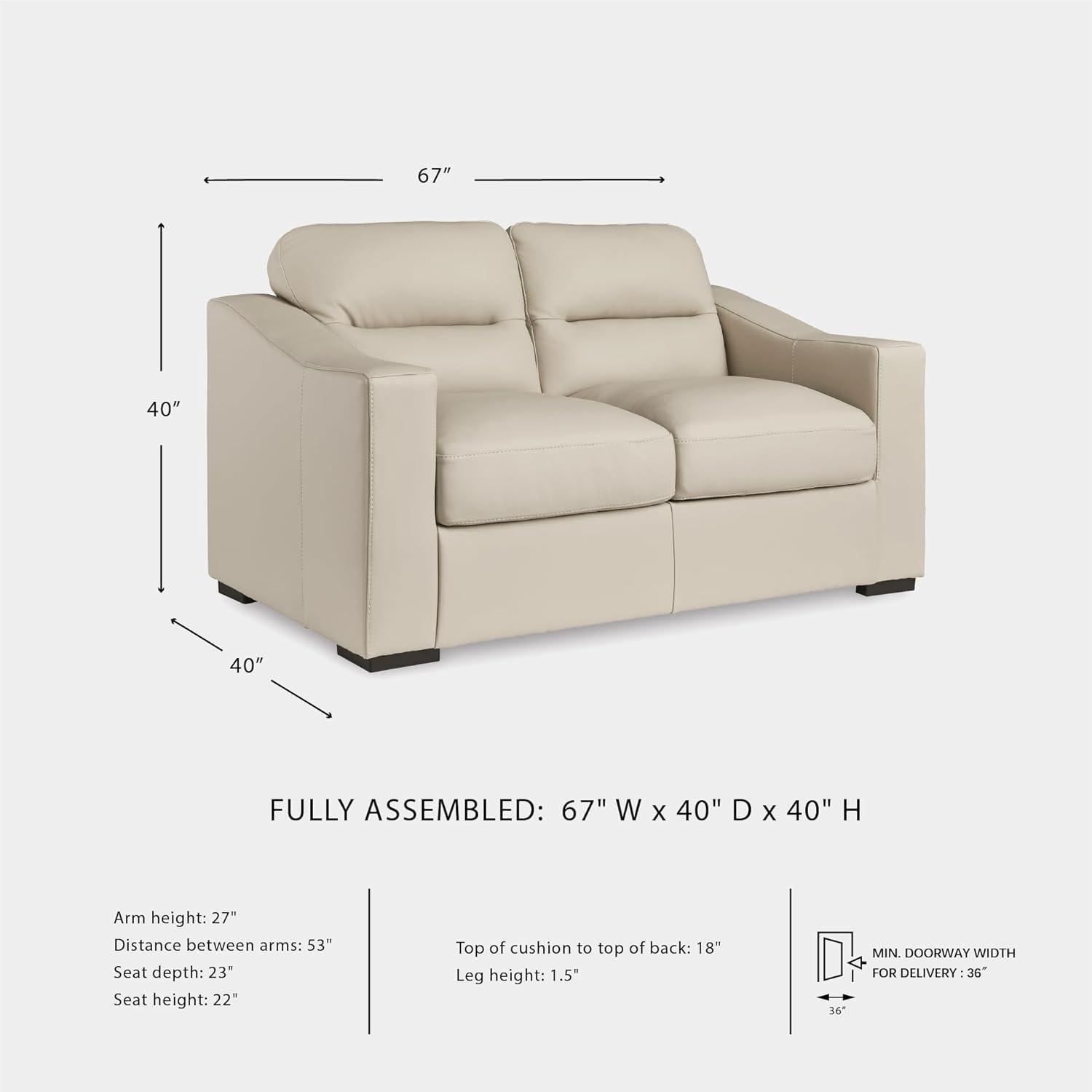 imageSignature Design by Ashley Treasure Trove Contemporary Leather Match Loveseat Beige