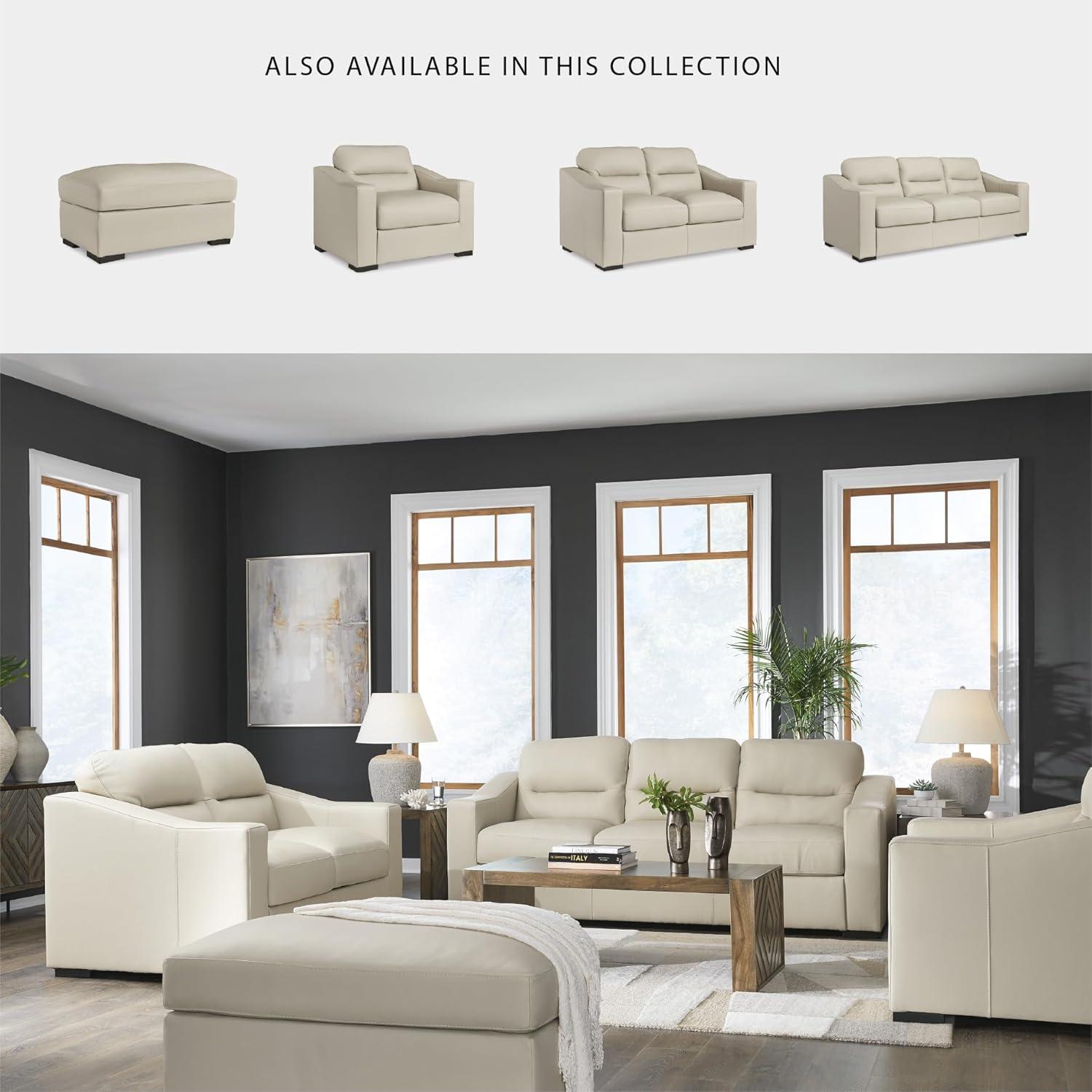 imageSignature Design by Ashley Treasure Trove Contemporary Leather Match Loveseat Beige