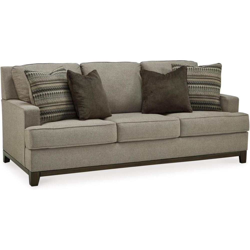 imageSignature Design by Ashley Kaywood Modern Sofa with 4 Throw Pillows Brownish Gray