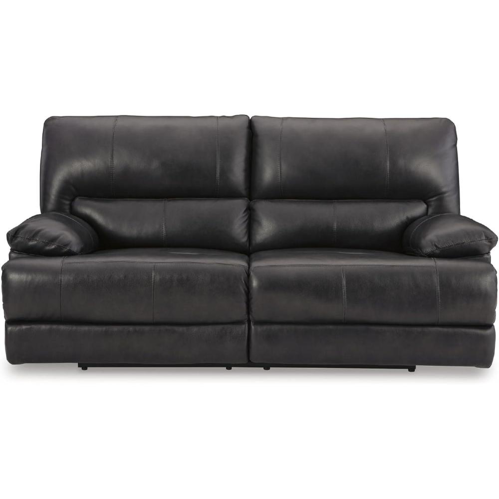 imageSignature Design by Ashley Mountainous Modern Leather Match Wall Hugger Power Reclining Sofa with Adjustable Headrest and USB Ports Black