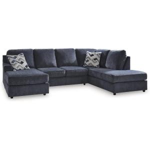 Signature Design by Ashley Albar Place Contemporary U-Shaped 2-Piece Sectional with Loose Seat Cushions and 2 Accent Pillows, Blue(Right Hand)