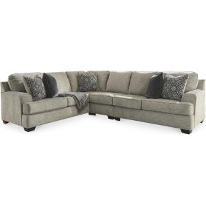 Signature Design by Ashley Bovarian Casual L-Shaped Anti Sag 3-Piece Sectional with Loose Seat Cushions and 5 Accent Pillows, Gray(3-Piece Sectional)