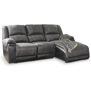 Signature Design by Ashley Nantahala Contemporary L-Shaped Faux Leather Wall Hugger 3-Piece Reclining Sectional with Chaise, Gray