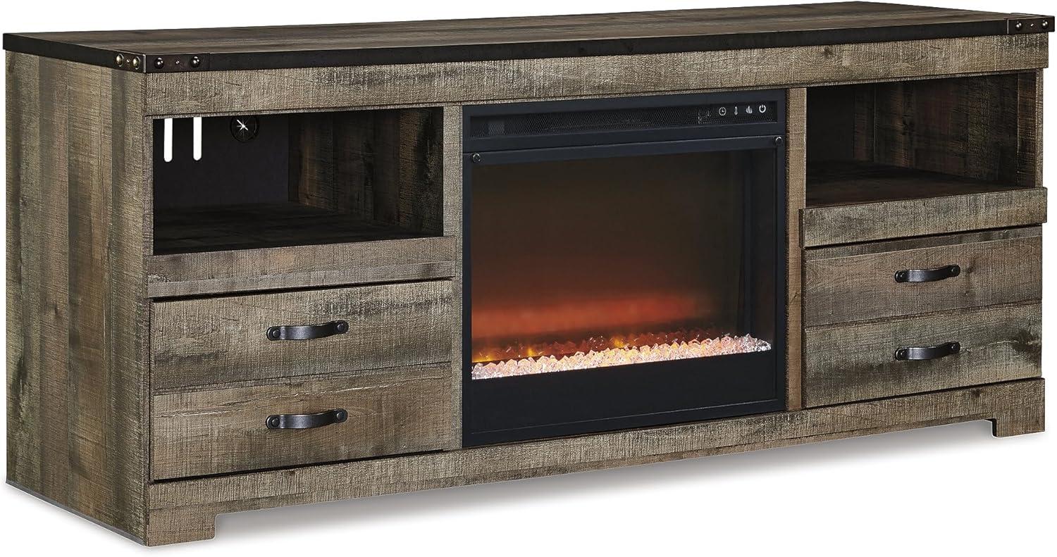 imageSignature Design by Ashley Roddinton Traditional 72 TV Stand with Electric Fireplace for TVs up to 82 Dark BrownBrown