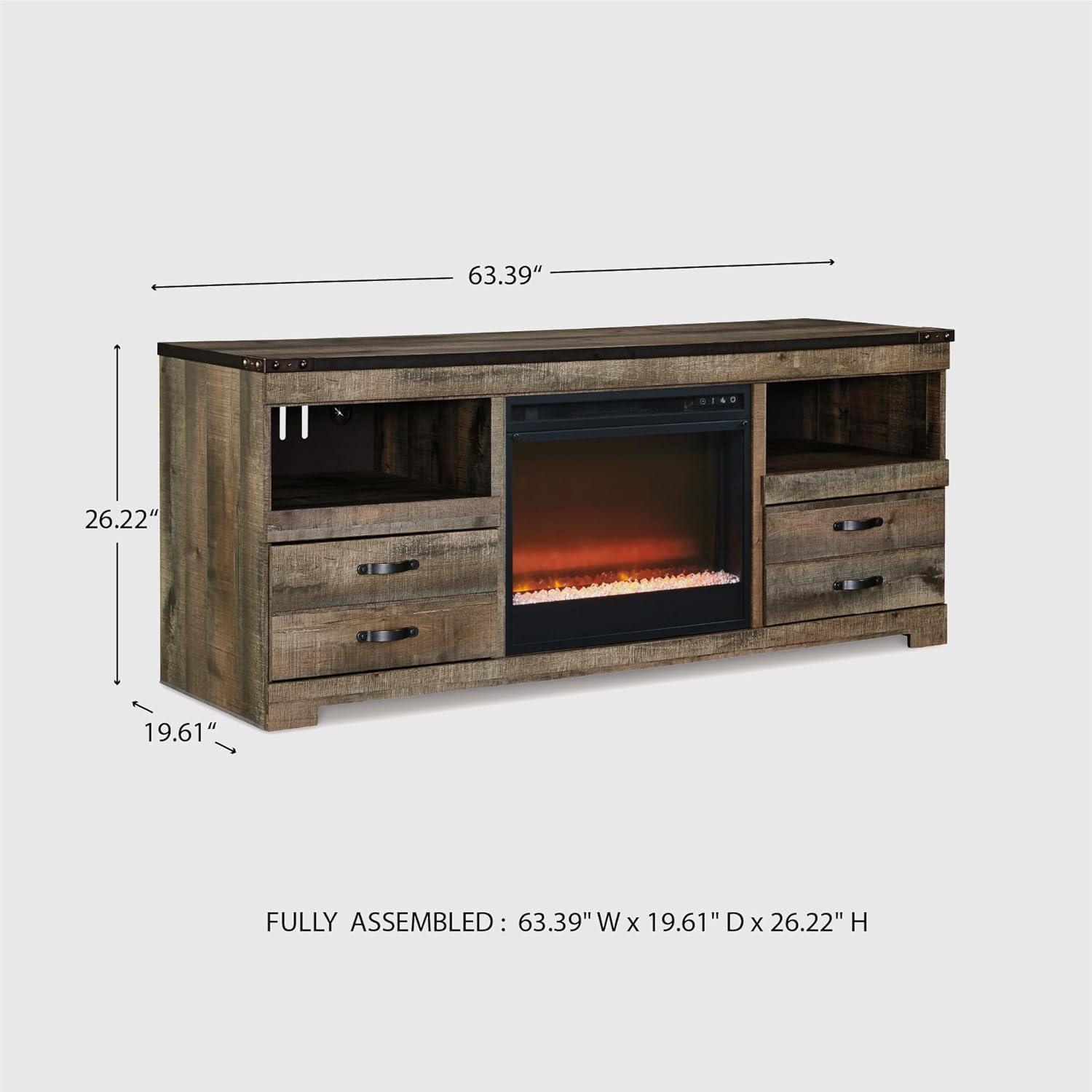 imageSignature Design by Ashley Roddinton Traditional 72 TV Stand with Electric Fireplace for TVs up to 82 Dark BrownBrown