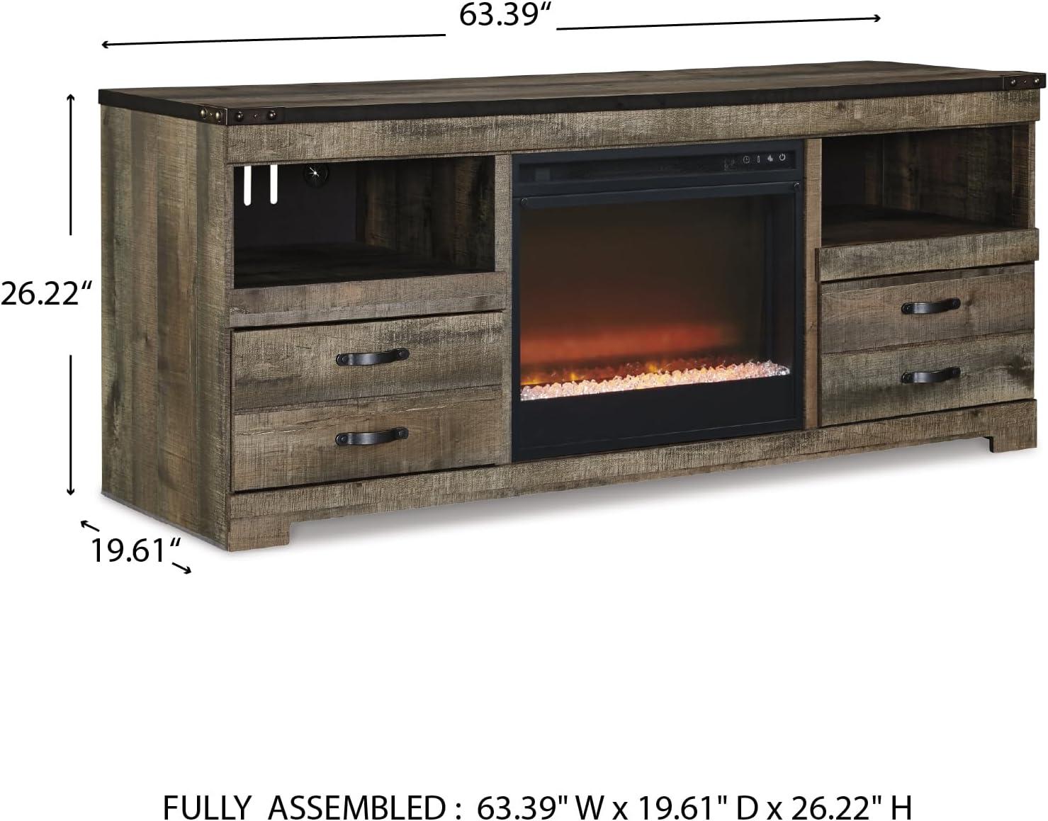 imageSignature Design by Ashley Roddinton Traditional 72 TV Stand with Electric Fireplace for TVs up to 82 Dark BrownBrown