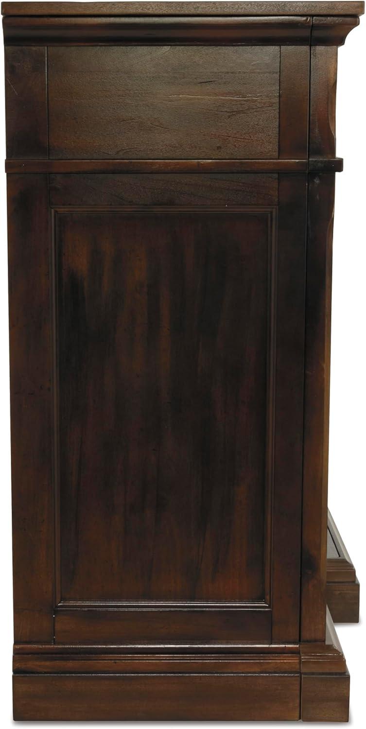 imageSignature Design by Ashley Roddinton Traditional 72 TV Stand with Electric Fireplace for TVs up to 82 Dark BrownDark Brown