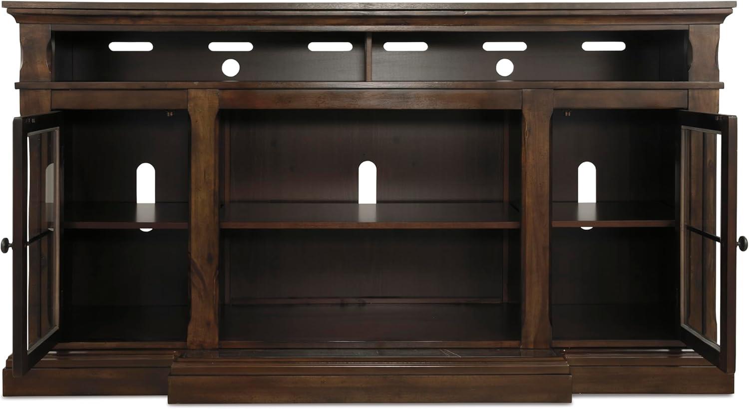 imageSignature Design by Ashley Roddinton Traditional 72 TV Stand with Electric Fireplace for TVs up to 82 Dark BrownDark Brown