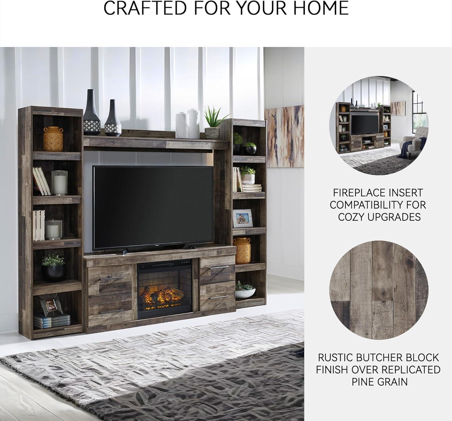 imageSignature Design by Ashley Roddinton Traditional 72 TV Stand with Electric Fireplace for TVs up to 82 Dark BrownGrey