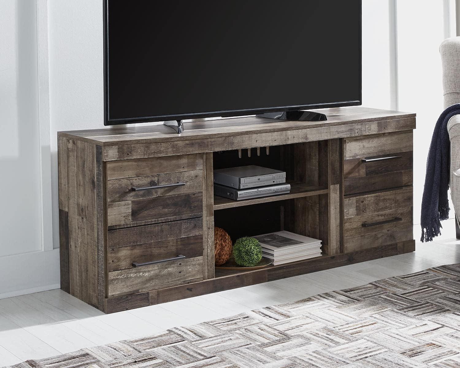 imageSignature Design by Ashley Roddinton Traditional 72 TV Stand with Electric Fireplace for TVs up to 82 Dark BrownGrey