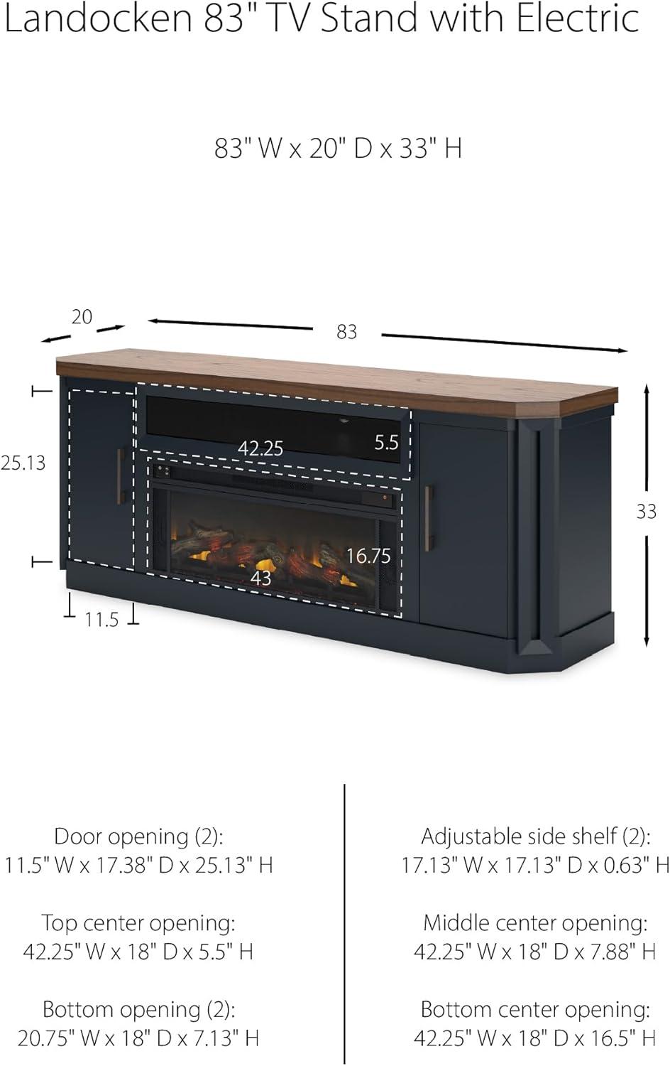 imageSignature Design by Ashley Roddinton Traditional 72 TV Stand with Electric Fireplace for TVs up to 82 Dark BrownTwotone