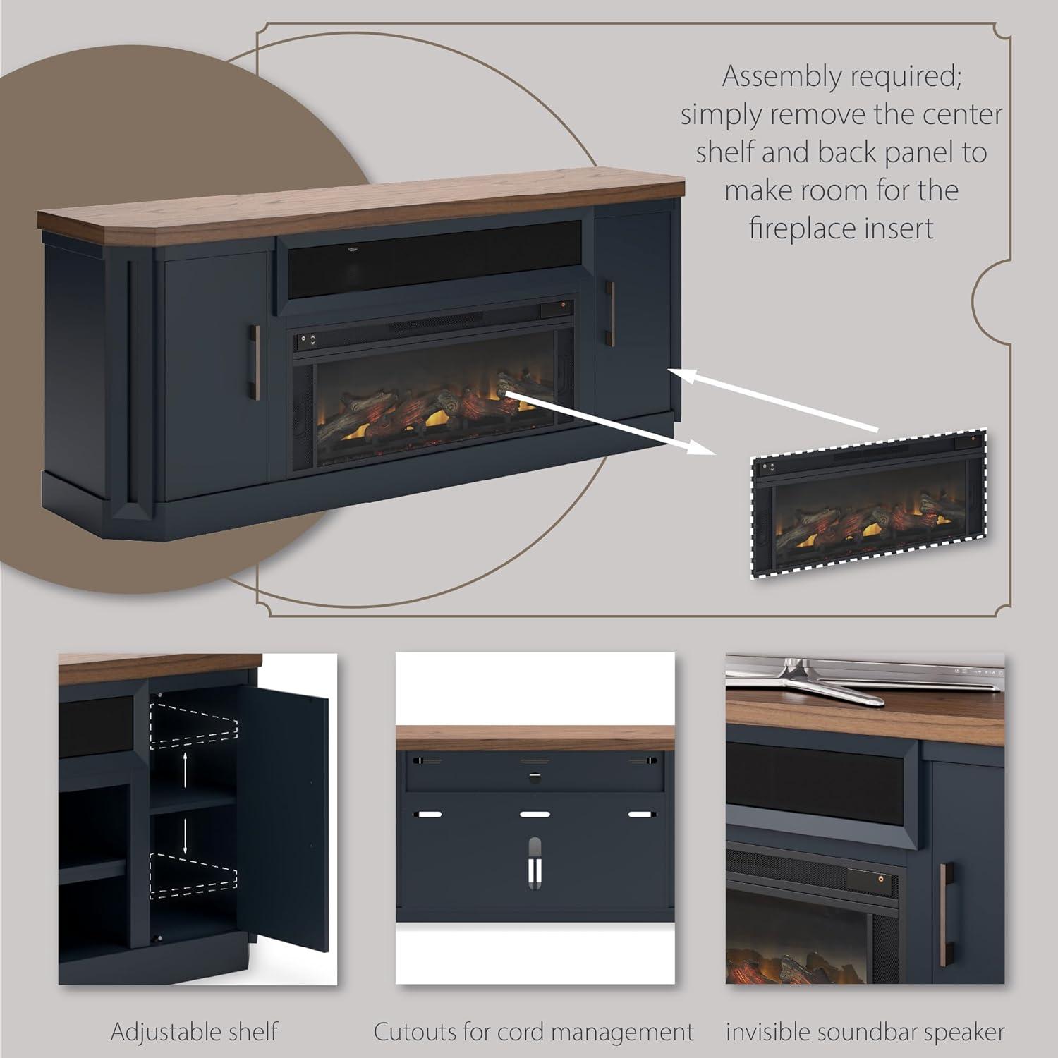 imageSignature Design by Ashley Roddinton Traditional 72 TV Stand with Electric Fireplace for TVs up to 82 Dark BrownTwotone