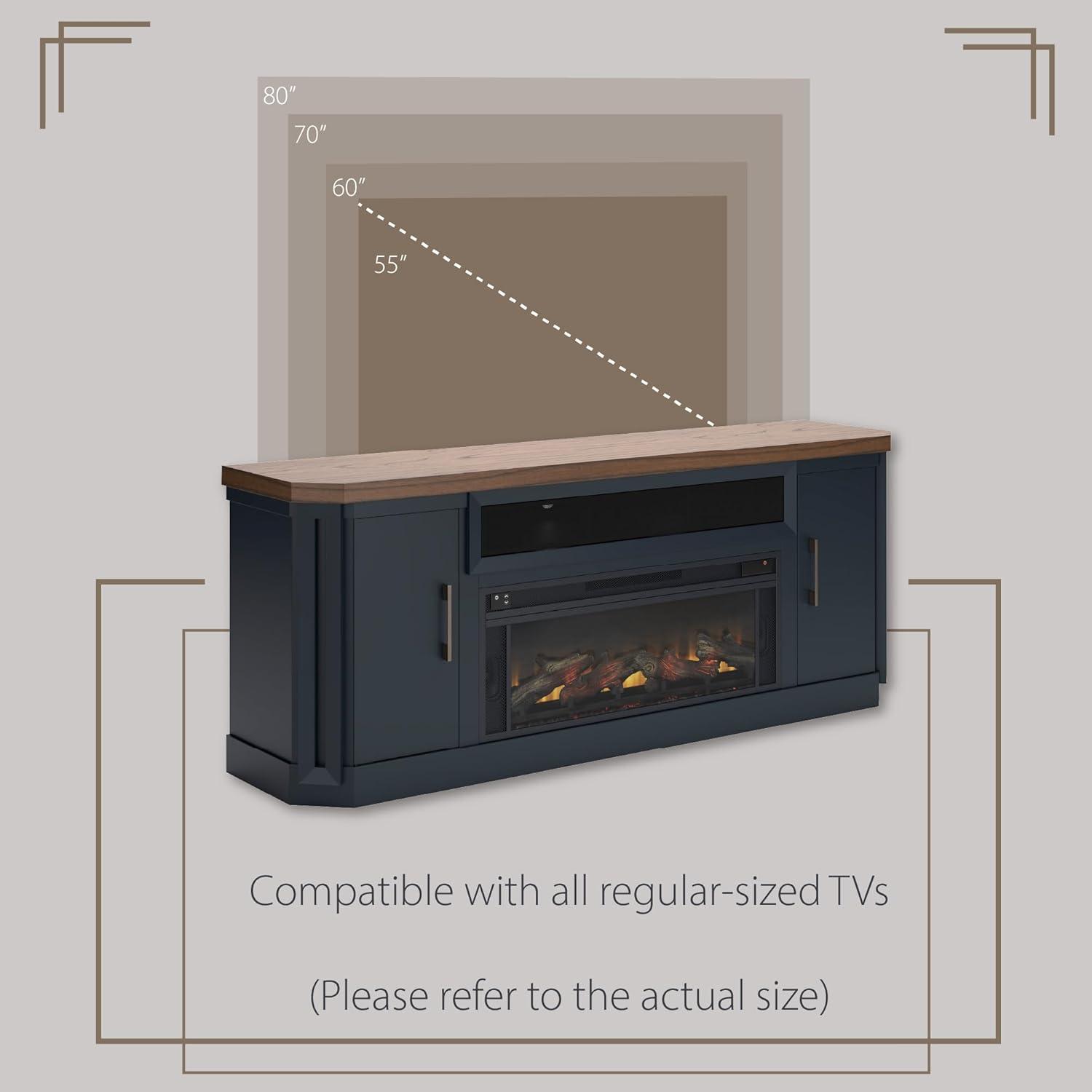 imageSignature Design by Ashley Roddinton Traditional 72 TV Stand with Electric Fireplace for TVs up to 82 Dark BrownTwotone