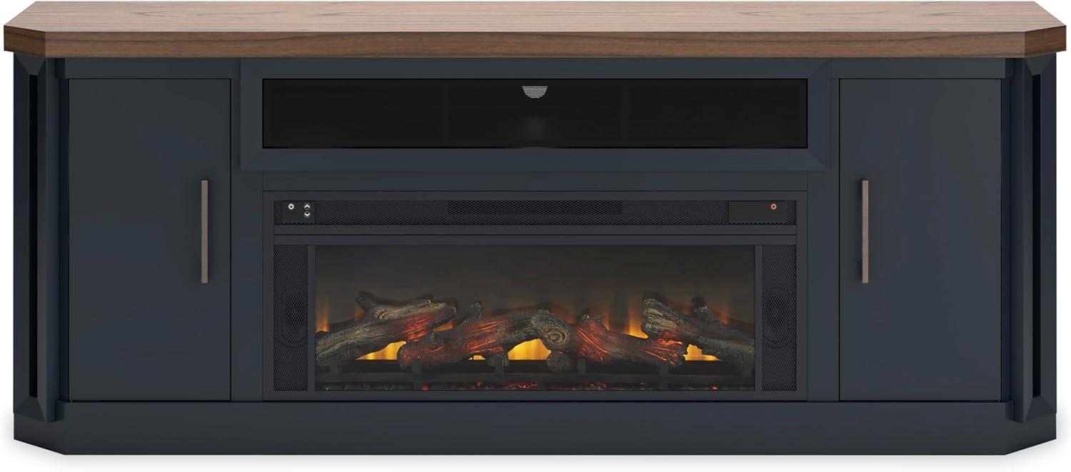 imageSignature Design by Ashley Roddinton Traditional 72 TV Stand with Electric Fireplace for TVs up to 82 Dark BrownTwotone
