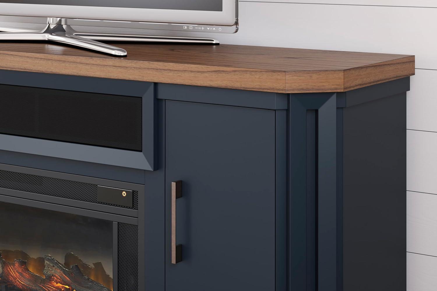 imageSignature Design by Ashley Roddinton Traditional 72 TV Stand with Electric Fireplace for TVs up to 82 Dark BrownTwotone