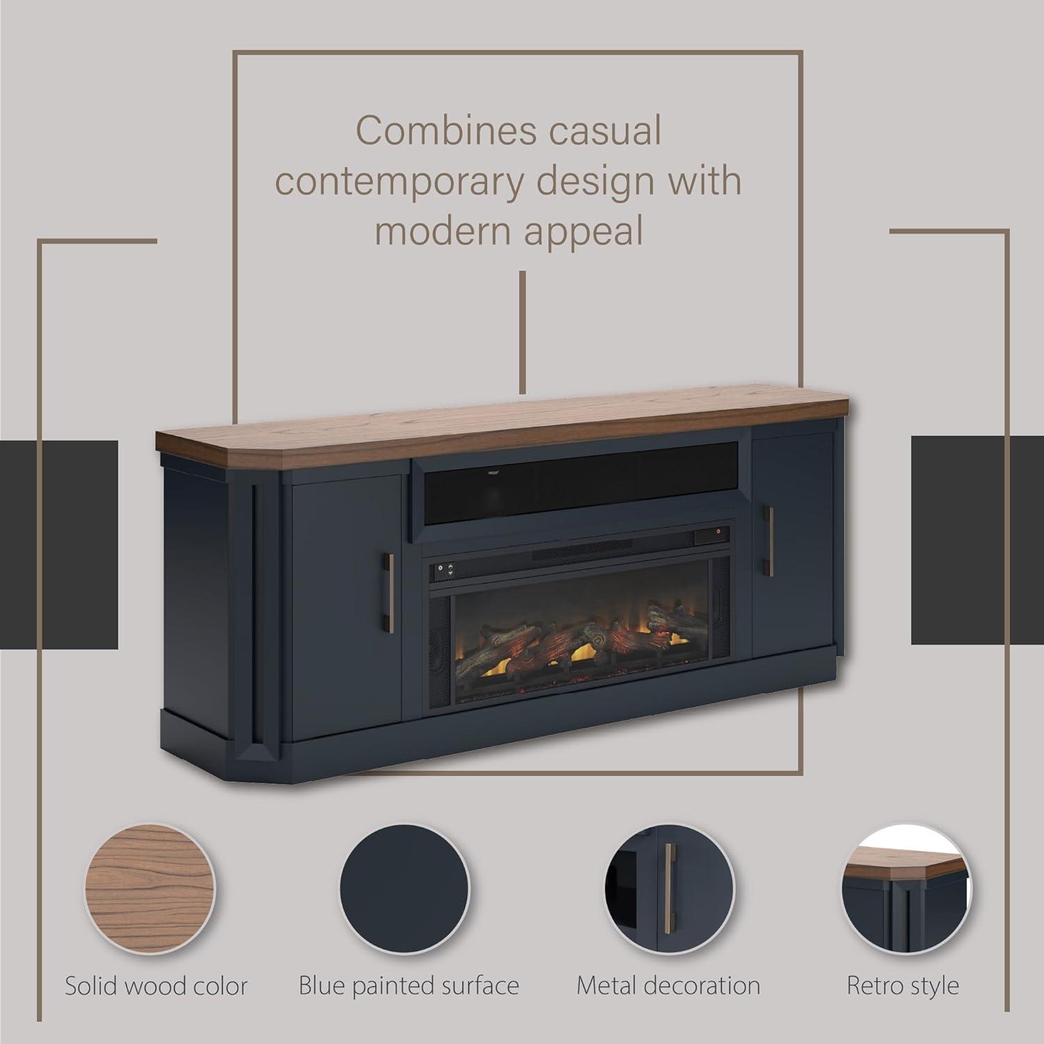 imageSignature Design by Ashley Roddinton Traditional 72 TV Stand with Electric Fireplace for TVs up to 82 Dark BrownTwotone