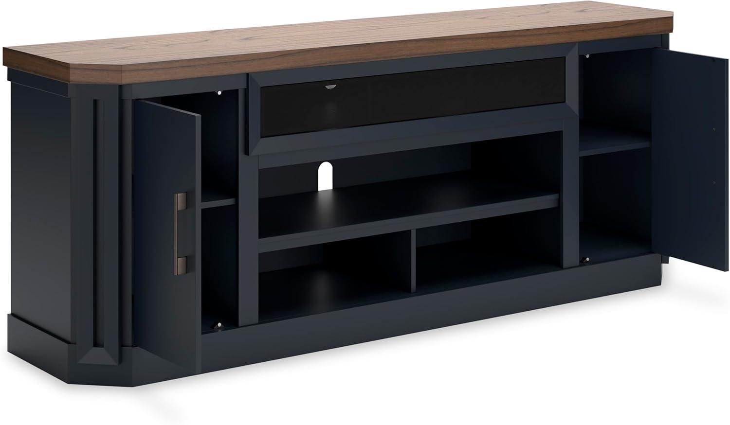 imageSignature Design by Ashley Roddinton Traditional 72 TV Stand with Electric Fireplace for TVs up to 82 Dark BrownTwotone