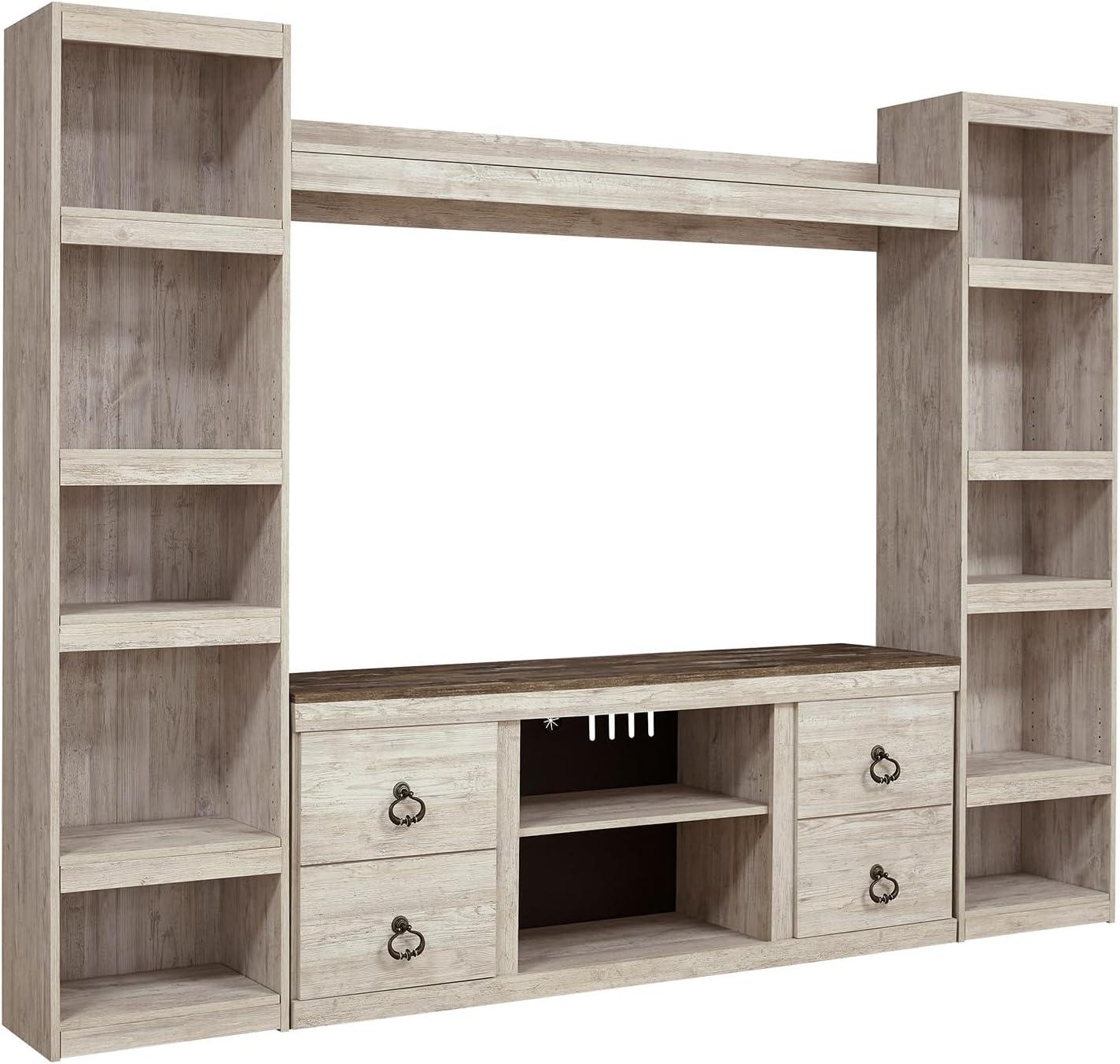 imageSignature Design by Ashley Roddinton Traditional 72 TV Stand with Electric Fireplace for TVs up to 82 Dark BrownWhitewash