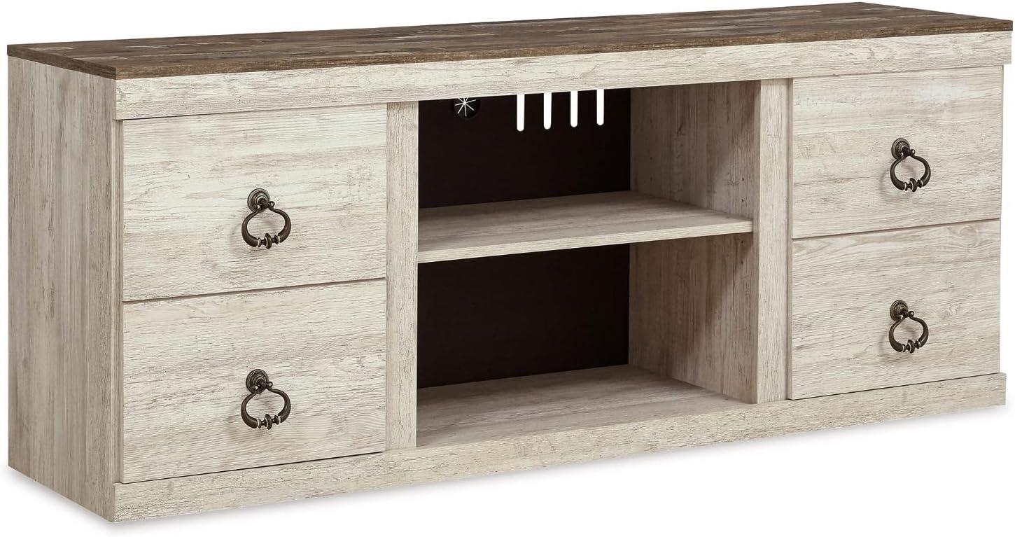 imageSignature Design by Ashley Roddinton Traditional 72 TV Stand with Electric Fireplace for TVs up to 82 Dark BrownWhitewash