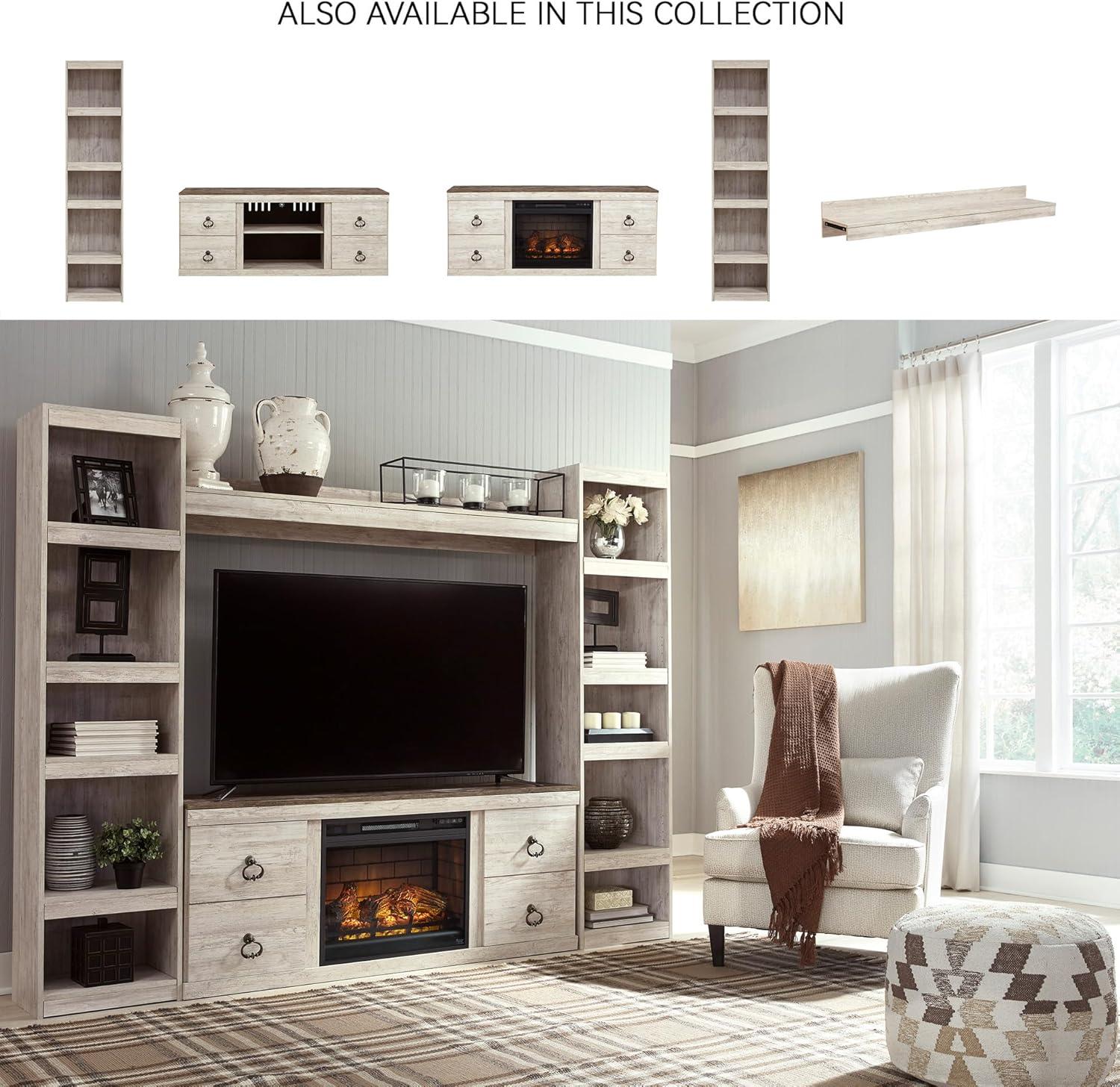 imageSignature Design by Ashley Roddinton Traditional 72 TV Stand with Electric Fireplace for TVs up to 82 Dark BrownWhitewash
