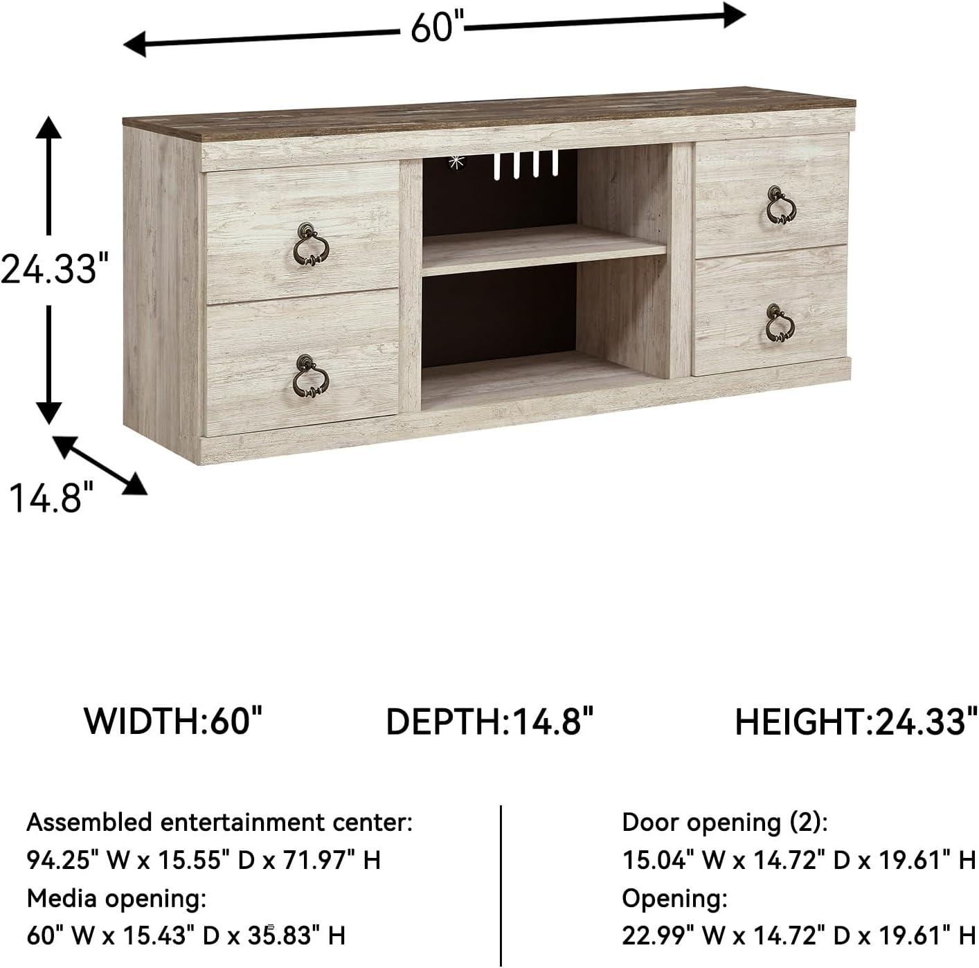 imageSignature Design by Ashley Roddinton Traditional 72 TV Stand with Electric Fireplace for TVs up to 82 Dark BrownWhitewash