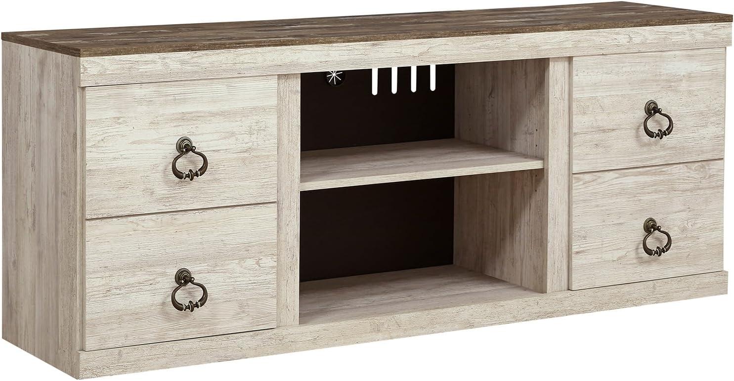 imageSignature Design by Ashley Roddinton Traditional 72 TV Stand with Electric Fireplace for TVs up to 82 Dark BrownWhitewash